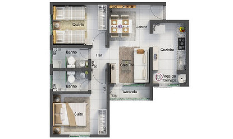 Apartamento 2 Quarto...