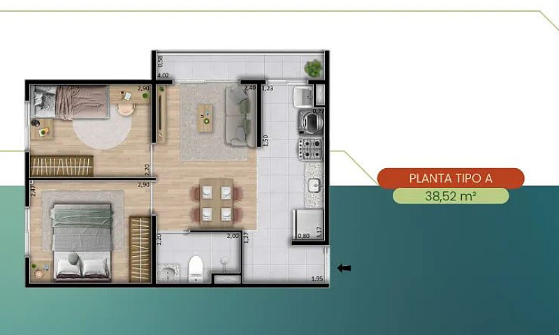 Apartamento 2 Quarto...