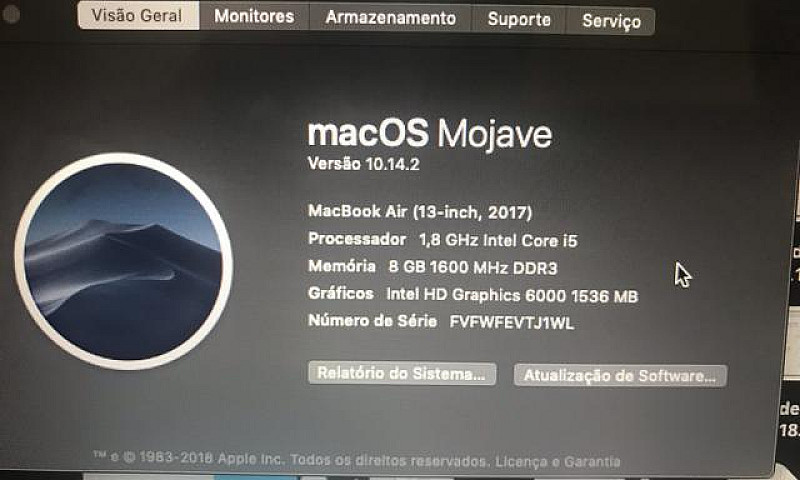 Macbook Air 13 Cinza...