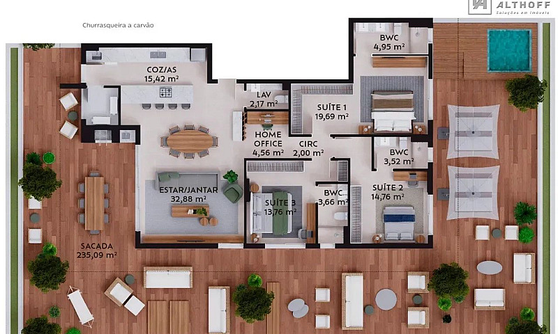 Apartamento Com 3 Su...