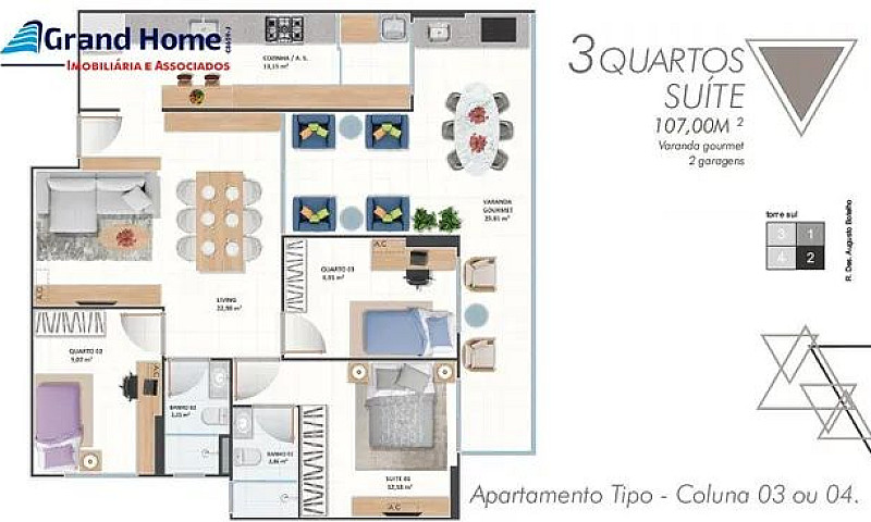 Apartamento 3 Quarto...