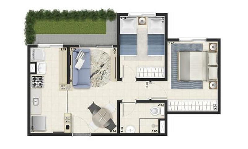 Apartamento De 2/4 N...