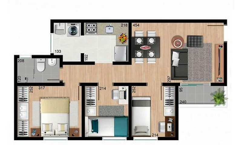 Apartamento De 3 Qua...