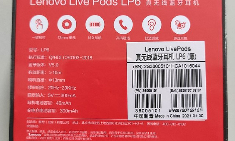 Fone Lenovo Lp6 Gami...