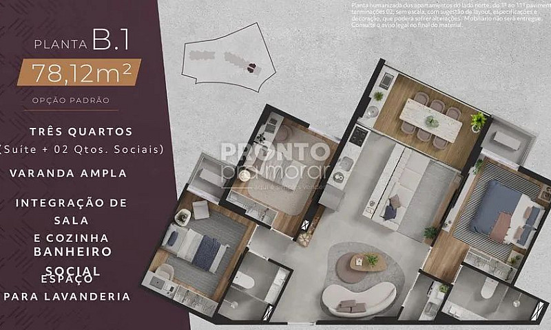 Apartamento Com 3 Qu...