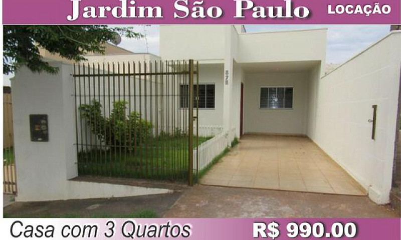 Locação; Casa Com 3 ...