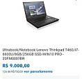 Ultrabook/Notebook Lenovo Thinkpad T460/I7-6600U/8Gb/256Gb Ssd/Win10 Pro - 20Fm0007Br