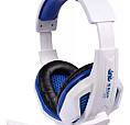 Headset Gamer Knup Kp-396 C/ Microfone Branco E Azul !