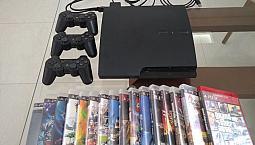 Playstation 3 Slim + 3 Controles + 25 Jogos Originais Ps3