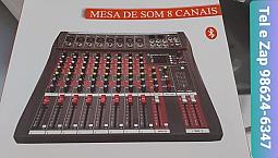 Mesa De Som Com 8 Canais Com Bluetooth E Usb