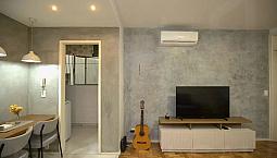 Quarto E Sala Com Escritório E Área De Serviço,