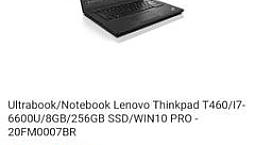 Ultrabook/Notebook Lenovo Thinkpad T460/I7-6600U/8Gb/256Gb Ssd/Win10 Pro - 20Fm0007Br
