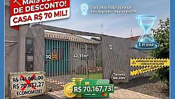  ? Apucarana-pr: Casa 2q + 1 Vaga + Terreno 180m² ? R$ 70.167,73! 50,24% Desconto! Fgts A
