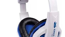 Headset Gamer Knup Kp-396 C/ Microfone Branco E Azul !