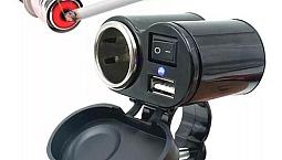 Tomada Carregador Para Moto 12v 5v Usb Carrega Celular Gps