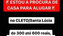 Alugo Casa No Cleto/Santa Lúcia 